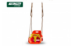 Пластиковое сиденье для качели с фиксацией красно-желтое Пластиковое сиденье для качели с фиксацией красно-желтое